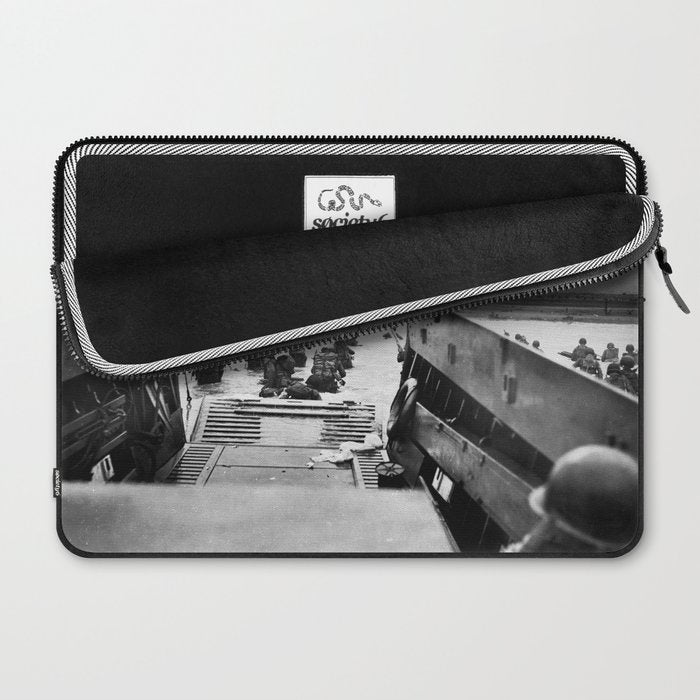 Into the Jaws of Death - D-day Vintage Photo by Robert F. Sargent Laptop Sleeve Gallery Image 2