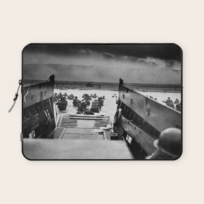 Into the Jaws of Death - D-day Vintage Photo by Robert F. Sargent Laptop Sleeve Gallery Image 1