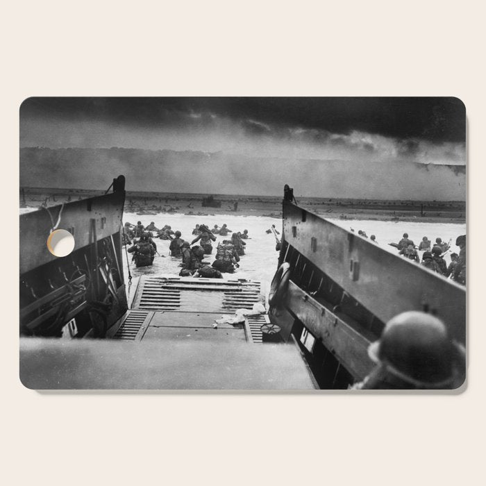 Into the Jaws of Death - D-day Vintage Photo by Robert F. Sargent Cutting Board Gallery Image 1