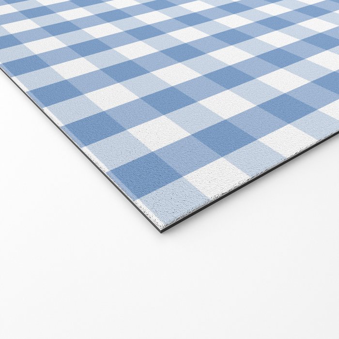 Classic Pale Blue Pastel Gingham Check Welcome Mat Gallery Image 2