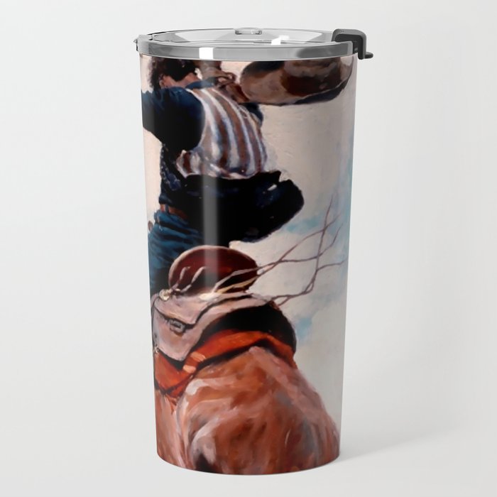Vintage Western Painting âBuckingâ by N C Wyeth Travel Mug Gallery Image 2