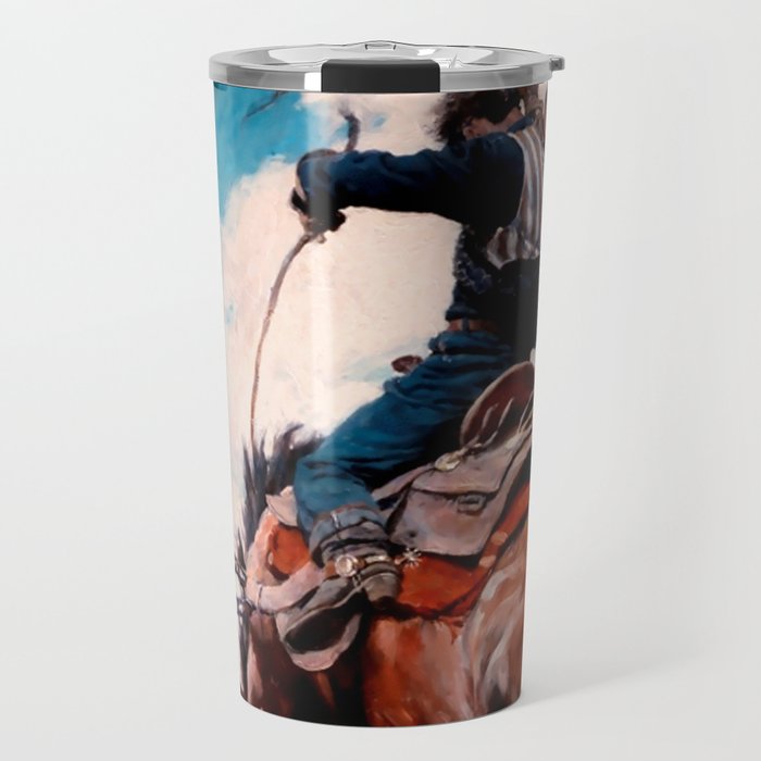 Vintage Western Painting âBuckingâ by N C Wyeth Travel Mug Gallery Image 1