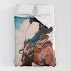Vintage Western Painting âBuckingâ by N C Wyeth Duvet Cover Gallery Image 6