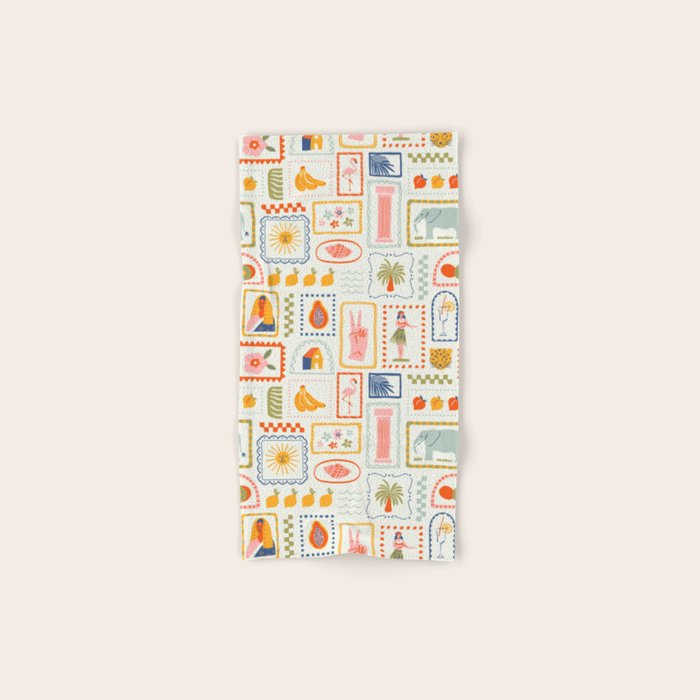 Vintage tropical summer patchwork art pattern Bath Towel Gallery Image 1