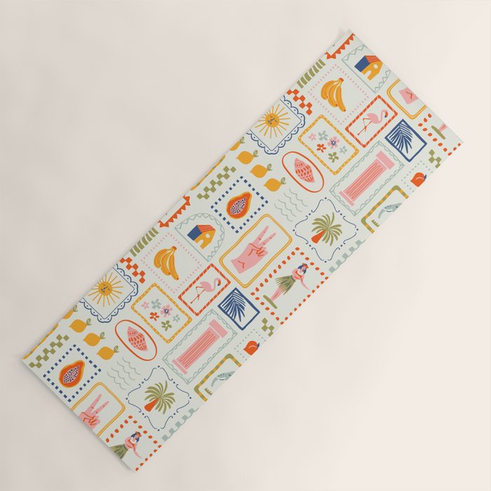 Vintage tropical summer patchwork art pattern Yoga Mat Gallery Image 1