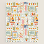 Vintage tropical summer patchwork art pattern Jigsaw Puzzle Gallery Image 1