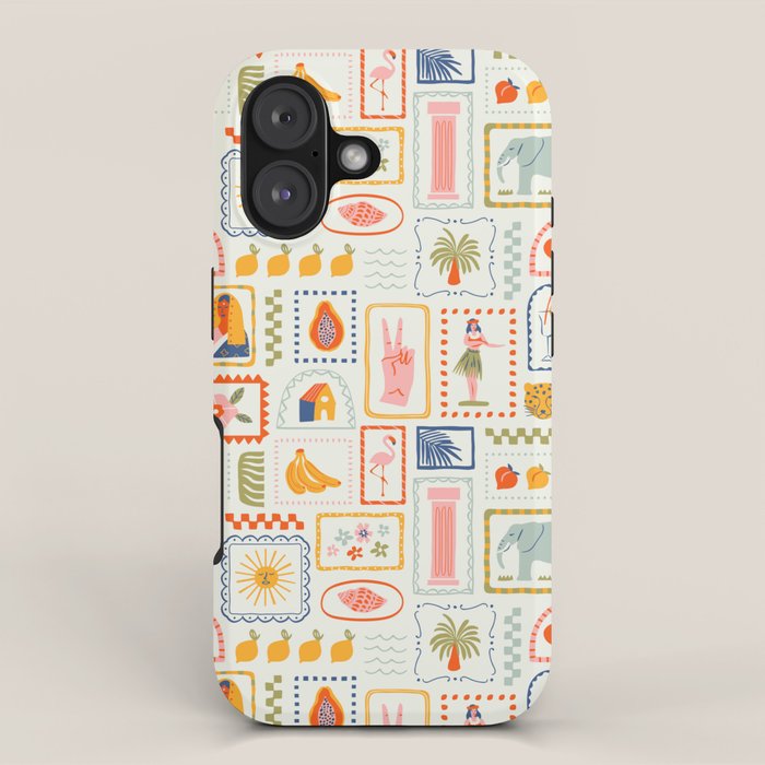 Vintage tropical summer patchwork art pattern iPhone Case Gallery Image 1
