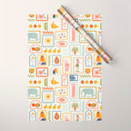 Vintage tropical summer patchwork art pattern Wrapping Paper Gallery Image 1