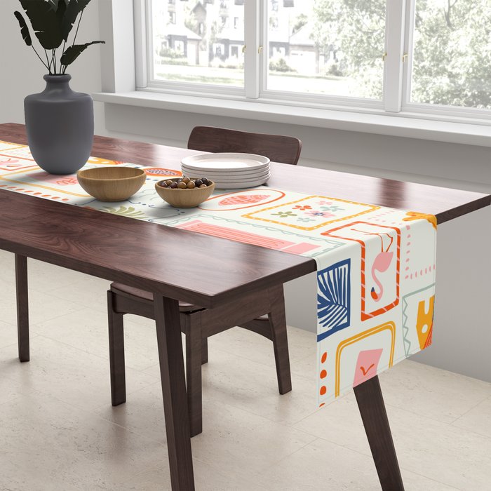 Vintage tropical summer patchwork art pattern Table Runner Gallery Image 2
