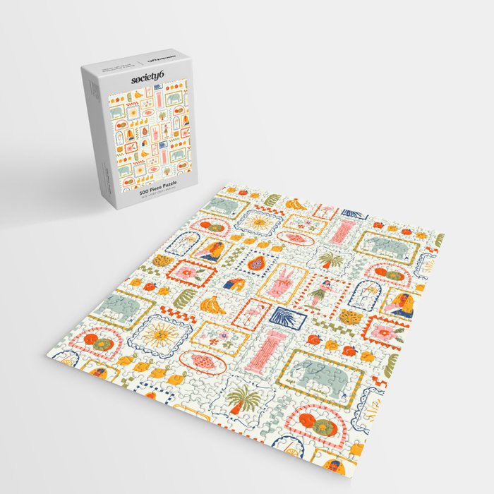 Vintage tropical summer patchwork art pattern Jigsaw Puzzle Gallery Image 2