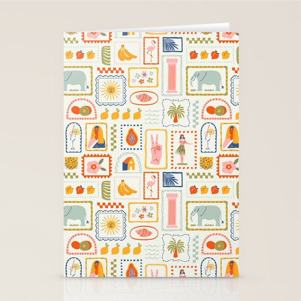 Vintage tropical summer patchwork art pattern Stationery Card Gallery Image 2