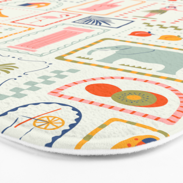 Vintage tropical summer patchwork art pattern Bath Mat Gallery Image 3