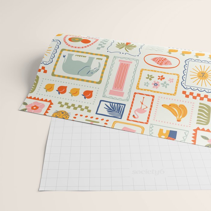 Vintage tropical summer patchwork art pattern Wrapping Paper Gallery Image 2