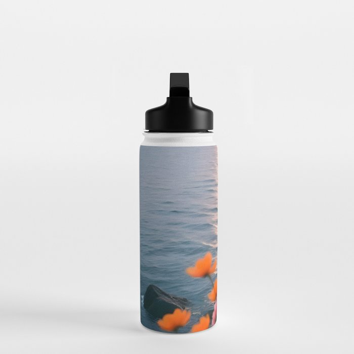 Rocky Beach Sunset, Nature Ocean Landscape Scenic Travel, Mountain Adventure Trek Beach Outdoors, Mindful Photography Water Bottle Gallery Image 3