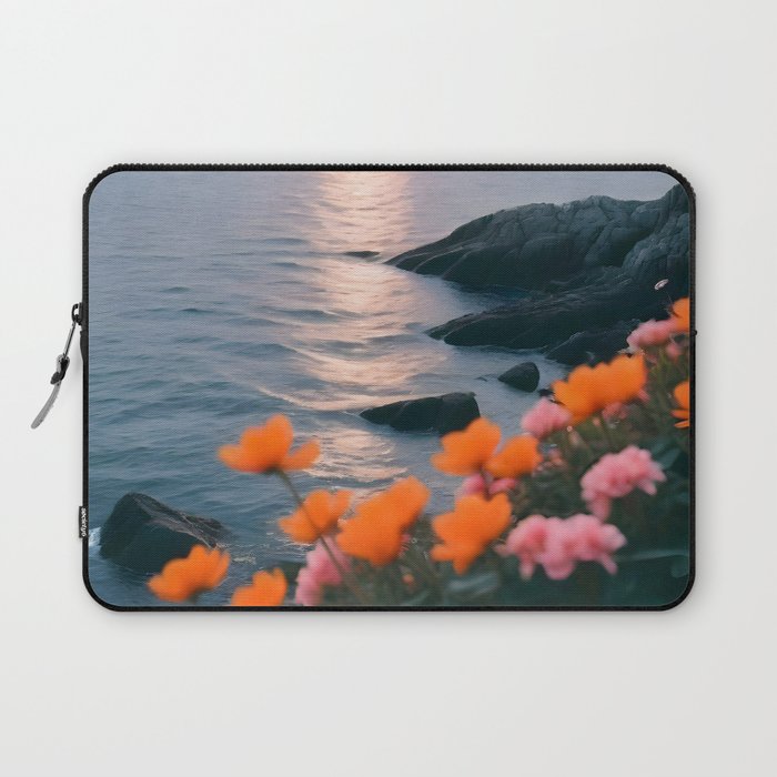 Rocky Beach Sunset, Nature Ocean Landscape Scenic Travel, Mountain Adventure Trek Beach Outdoors, Mindful Photography Laptop Sleeve Gallery Image 1
