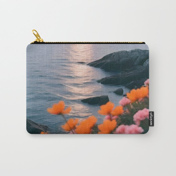 Rocky Beach Sunset, Nature Ocean Landscape Scenic Travel, Mountain Adventure Trek Beach Outdoors, Mindful Photography Carry All Pouch Gallery Image 1