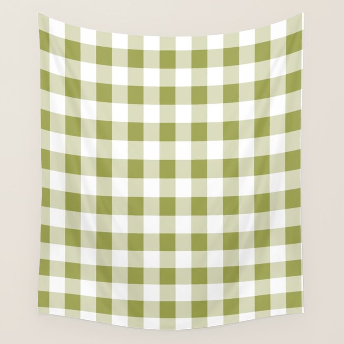 Gingham Large Green White Wall Tapestry Gallery Image 4