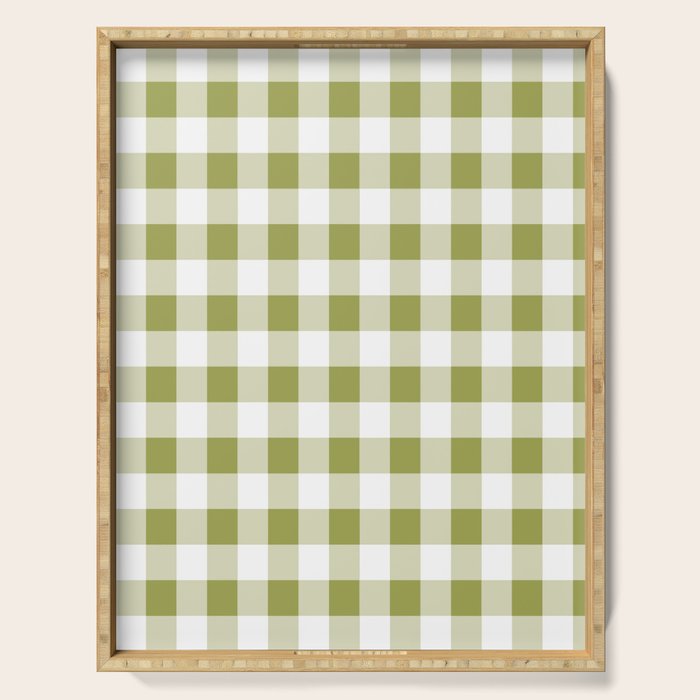 Gingham Large Green White Serving Tray Gallery Image 1