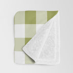 Gingham Large Green White Throw Blanket Gallery Image 3