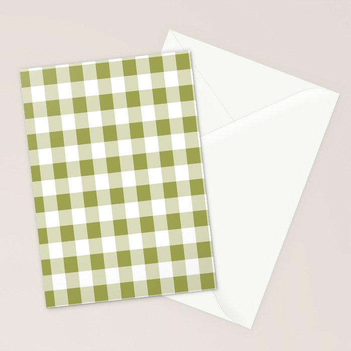 Gingham Large Green White Stationery Card Gallery Image 2