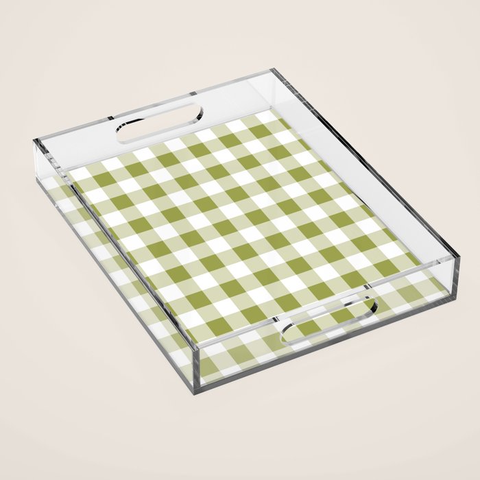 Gingham Large Green White Acrylic Tray Gallery Image 1