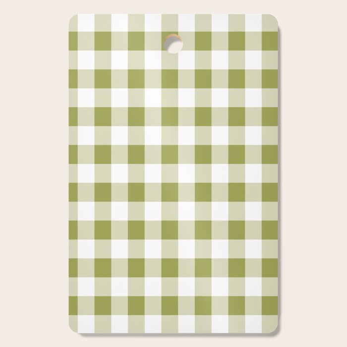 Gingham Large Green White Cutting Board Gallery Image 1