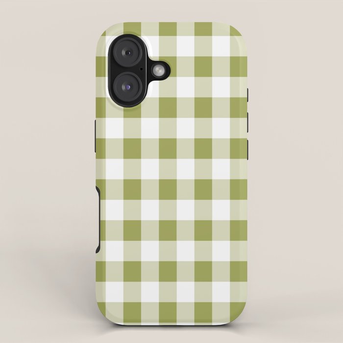 Gingham Large Green White iPhone Case Gallery Image 1