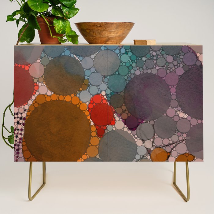 Bold Dreams - colorful red abstract happy art Credenza Gallery Image 1