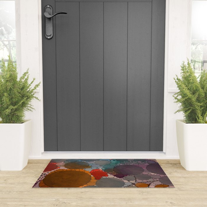 Bold Dreams - colorful red abstract happy art Welcome Mat Gallery Image 3