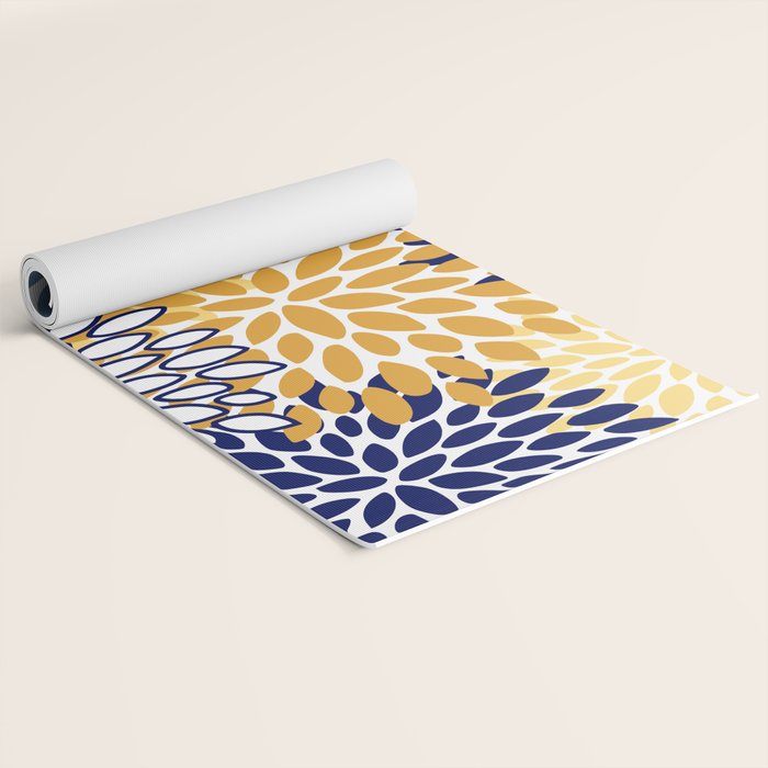 Floral Blooms, Yellow and Blue Flowers Yoga Mat Gallery Image 2