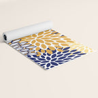 Floral Blooms, Yellow and Blue Flowers Yoga Mat Gallery Image 2