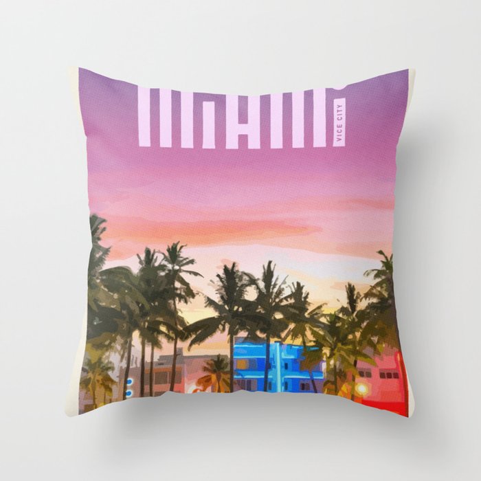 Travel to Miami Throw Pillow Gallery Image 6