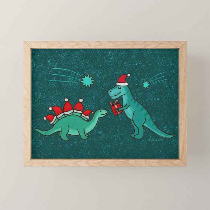 Cute Christmas Dinosaurs Dinos Dinosaur Mini Art Print Gallery Image 1
