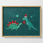 Cute Christmas Dinosaurs Dinos Dinosaur Serving Tray Gallery Image 1