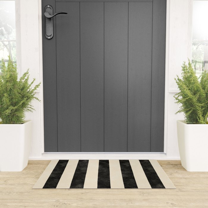 Cabana Stripe - black & cream Welcome Mat Gallery Image 3