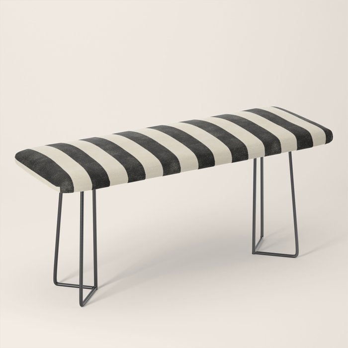 Cabana Stripe - black & cream Bench Gallery Image 1