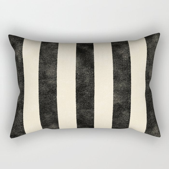 Cabana Stripe - black & cream Rectangular Pillow Gallery Image 2