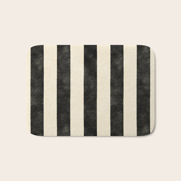 Cabana Stripe - black & cream Bath Mat Gallery Image 1