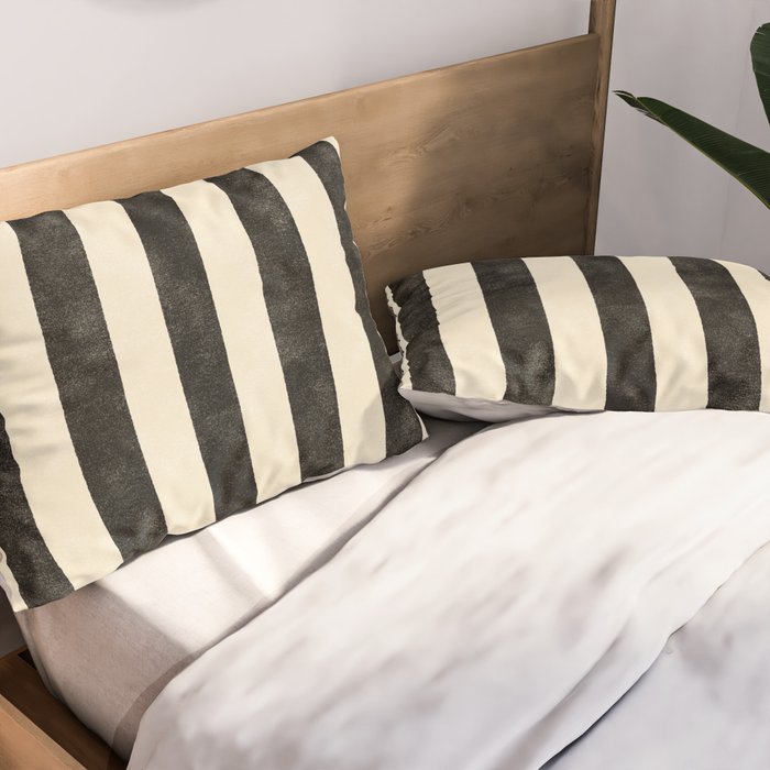 Cabana Stripe - black & cream Pillow Sham Gallery Image 2