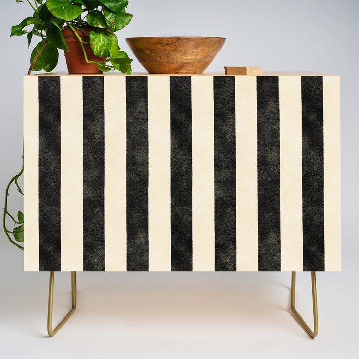 Cabana Stripe - black & cream Credenza Gallery Image 1