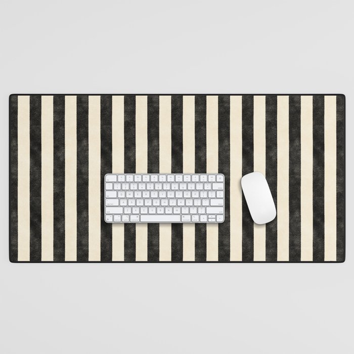 Cabana Stripe - black & cream Desk Mat Gallery Image 1
