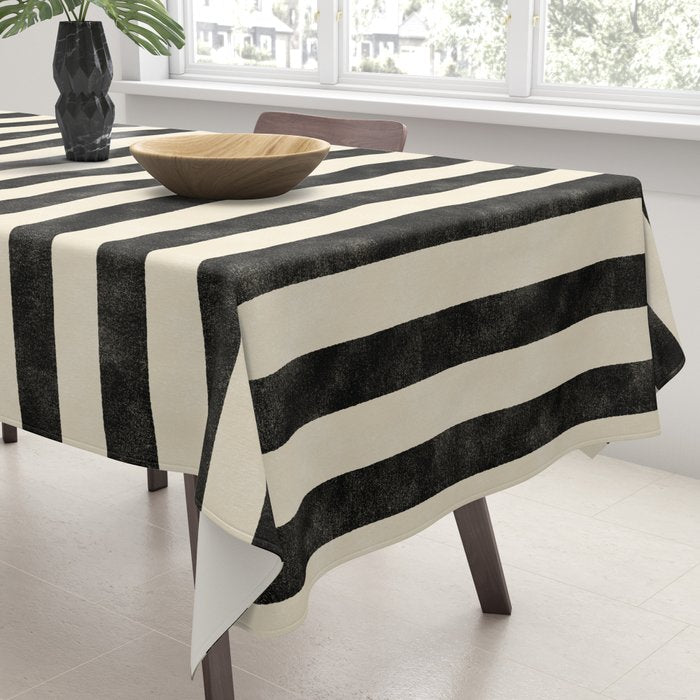 Cabana Stripe - black & cream Tablecloth Gallery Image 3