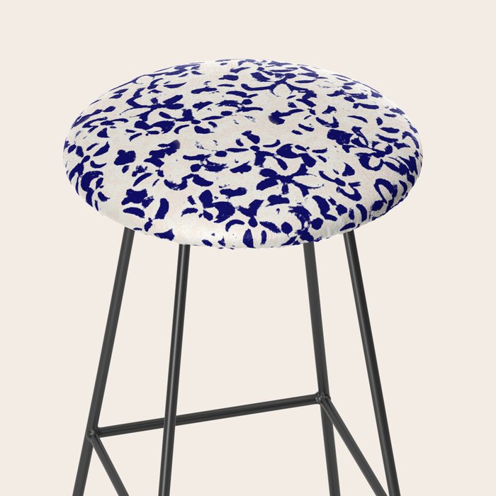 Mediterranean blue handmade floral Stool Gallery Image 2
