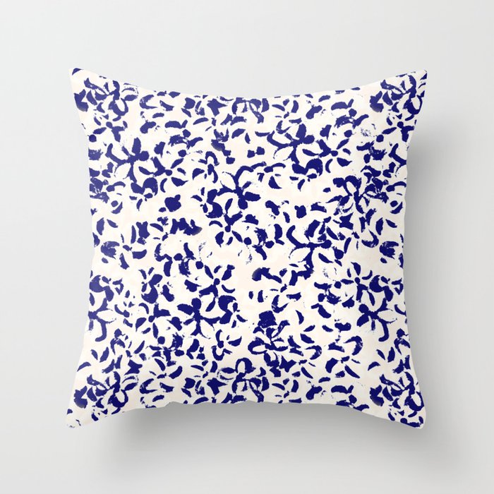 Mediterranean blue handmade floral Throw Pillow Gallery Image 6