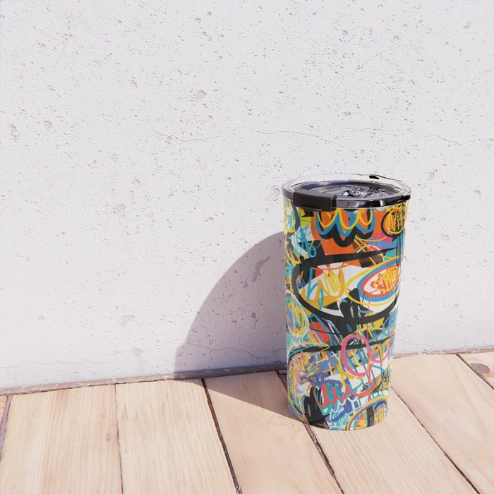 Graffiti Street Art Pattern Colorful Tribal Abstract by Emmanuel Signorino Travel Mug Gallery Image 4