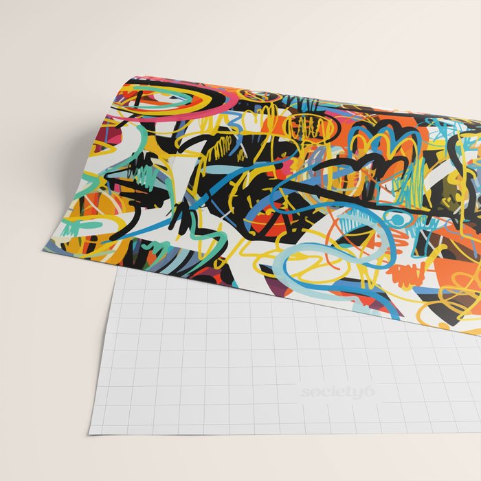 Graffiti Street Art Pattern Colorful Tribal Abstract by Emmanuel Signorino Wrapping Paper Gallery Image 2