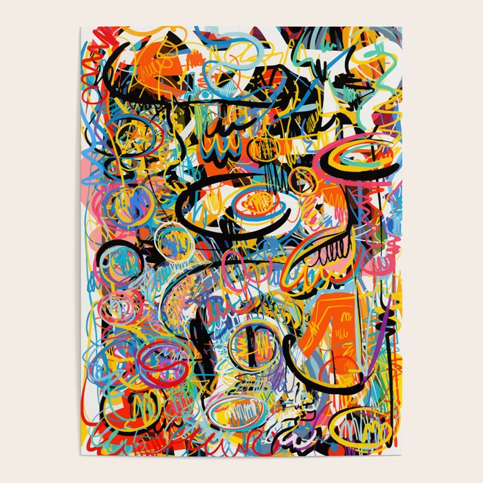 Graffiti Street Art Pattern Colorful Tribal Abstract by Emmanuel Signorino Poster Gallery Image 4