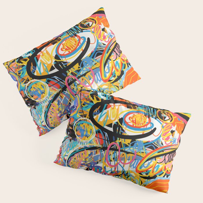 Graffiti Street Art Pattern Colorful Tribal Abstract by Emmanuel Signorino Pillow Sham Gallery Image 3