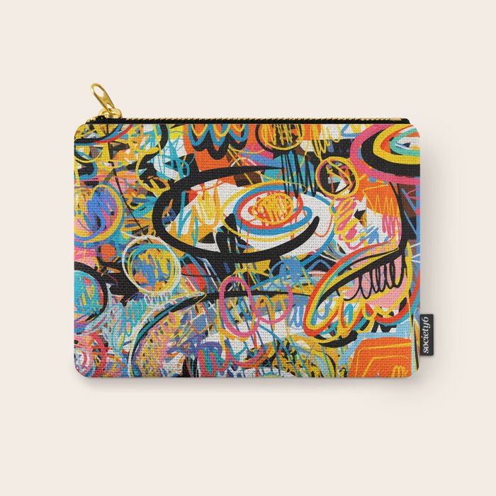 Graffiti Street Art Pattern Colorful Tribal Abstract by Emmanuel Signorino Carry All Pouch Gallery Image 1