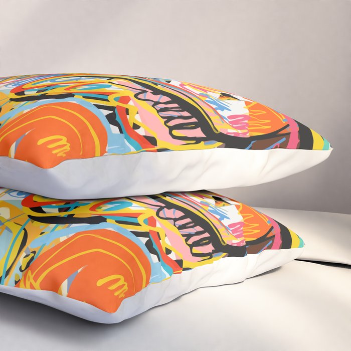 Graffiti Street Art Pattern Colorful Tribal Abstract by Emmanuel Signorino Pillow Sham Gallery Image 3